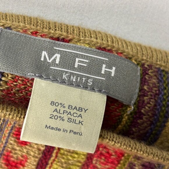 MFH Knits Women Baby Alpaca Silk Scarf 10" X 39" Knit Stripes Bohemian Y2K Retro - Picture 5 of 9
